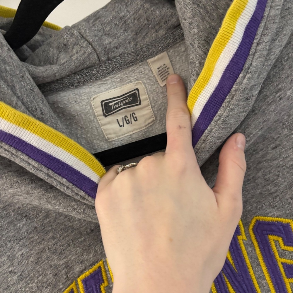 Tailgate Women Grey Minnesota Vikings Retro Hoodie Pullover NFL Large - Picture 4 of 6